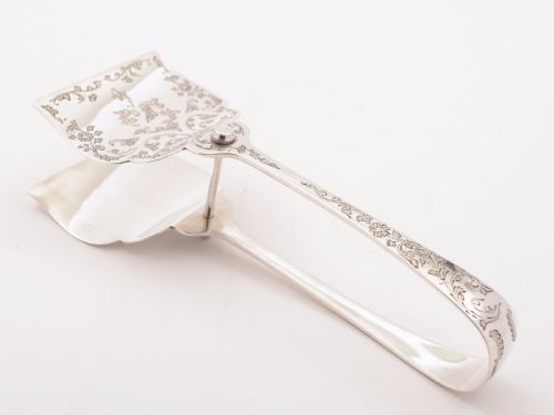 Edwardian Silver Serving Tongs Sheffield 1909