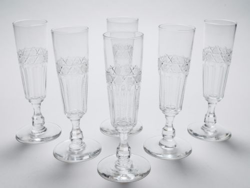 Edwardian Set of 6 Champagne Flutes Circa 1905