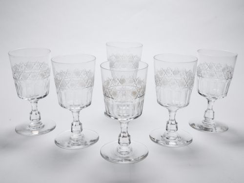 Set of 6 Edwardian Wine Glasses Circa 1905