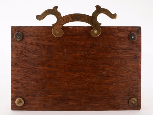 Edwardian Wall Brass and Oak Letter Rack Circa 1905