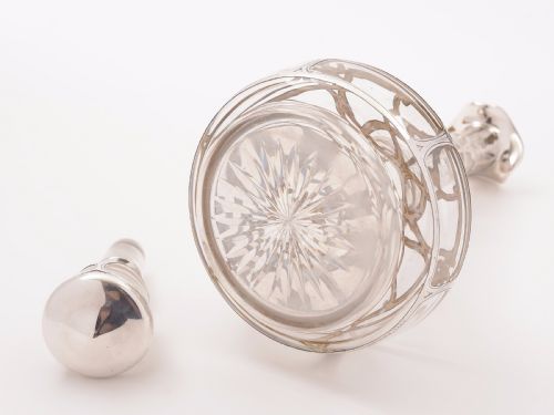 American Art Nouveau Silver Overlay Decanter Circa 1900