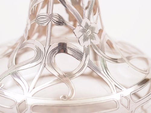 American Art Nouveau Silver Overlay Decanter Circa 1900