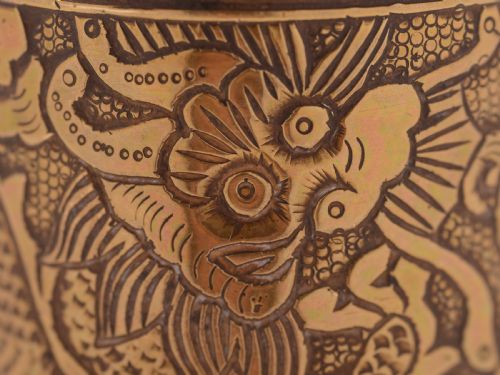 Chinese Brass Brush Pot Circa 1900