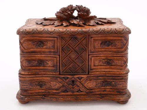 Black Forest Carved Jewellery Box Circa 1900