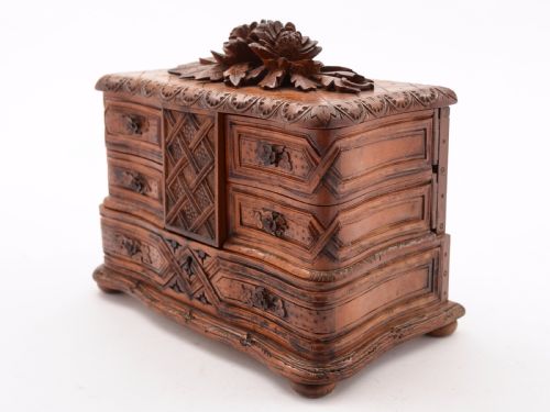 Black Forest Carved Jewellery Box Circa 1900