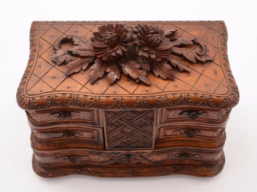Black Forest Carved Jewellery Box Circa 1900