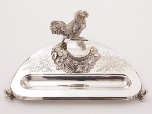 Victorian Novelty Silver Plated Ink Stand Circa 1880