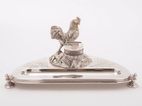 Victorian Novelty Silver Plated Ink Stand Circa 1880