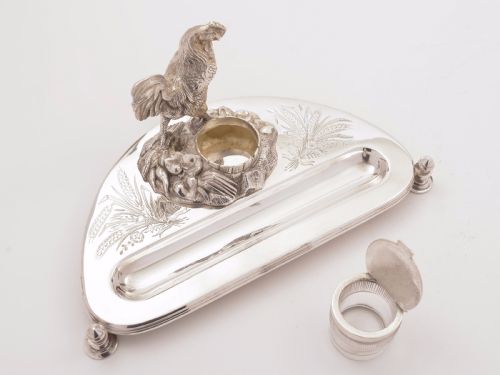 Victorian Novelty Silver Plated Ink Stand Circa 1880