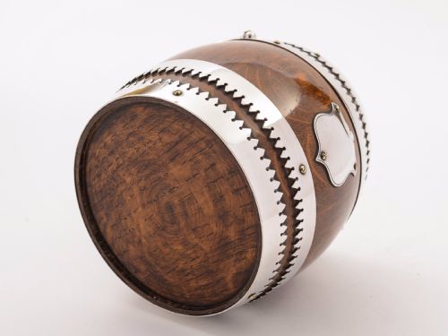 Victorian Oak and Silver Plated Biscuit Barrel Circa 1890