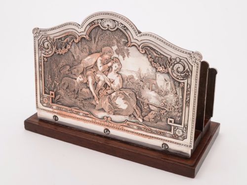 French Silver on Copper Letter Rack Circa 1920