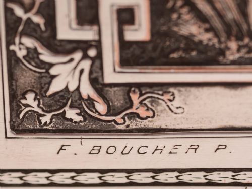 French Silver on Copper Letter Rack Circa 1920