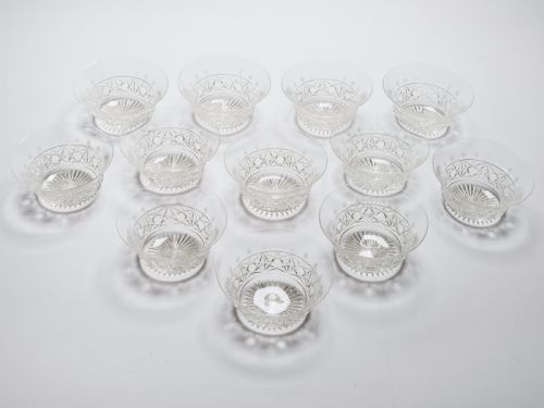 Edwardian Set of 12 Cut Glass Finger Bowls Circa 1905