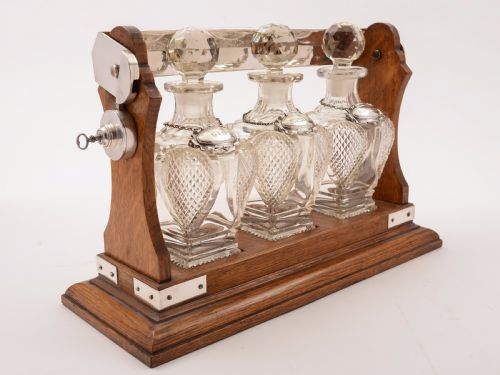 Victorian 3 Bottle Tantalus Circa 1880