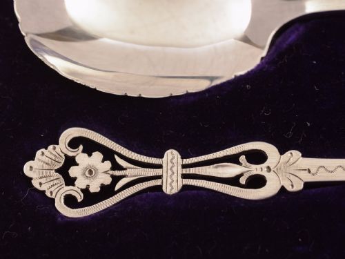 Cased Pair of Edwardian Silver Spoons Sheffield 1907