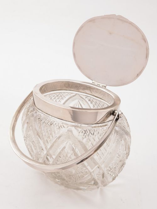 Continental Silver Topped Cut Glass Biscuit Box Circa 1900