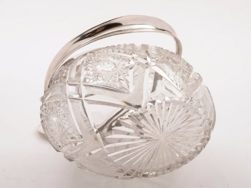Continental Silver Topped Cut Glass Biscuit Box Circa 1900