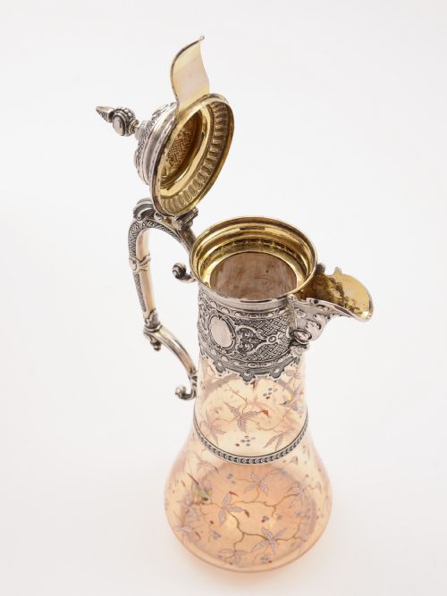Bohemian Silver Topped Claret Jug Circa 1900