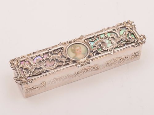 Victorian Silver and Mother of Pearl ring Box Birmingham 1893