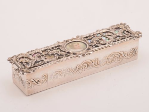 Victorian Silver and Mother of Pearl ring Box Birmingham 1893
