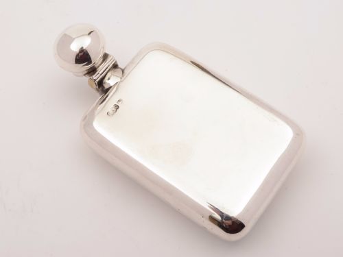 Edwardian Elkington Silver Hip Flask London 1902