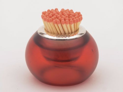 Silver Topped Cranberry Match Striker Circa 1900