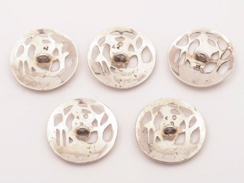 Victorian Set of 5 Silver Buttons London 1897