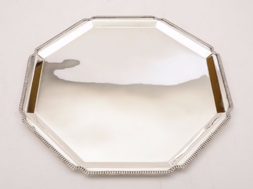 Art Deco Octagonal Silver Plated Tray Circa 1930