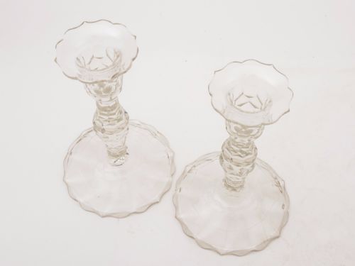 Pair of Irish Cut Glass Candlesticks Circa 1830