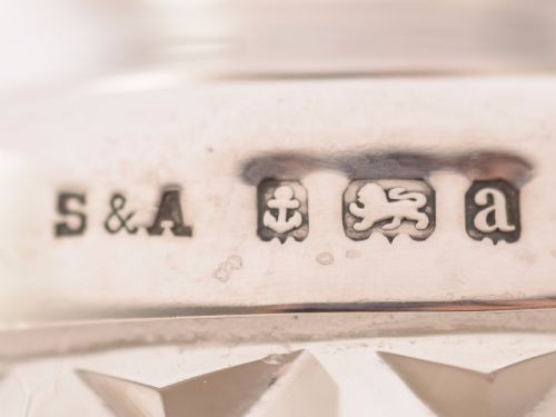 Pair of Cut Glass Silver Topped Vases Birmingham 1900