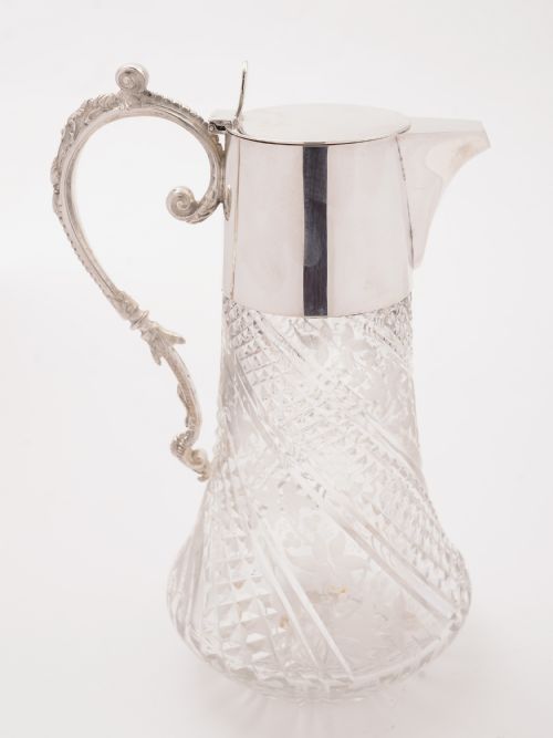 Victorian Etched and Cut Glass Claret Jug Circa 1890