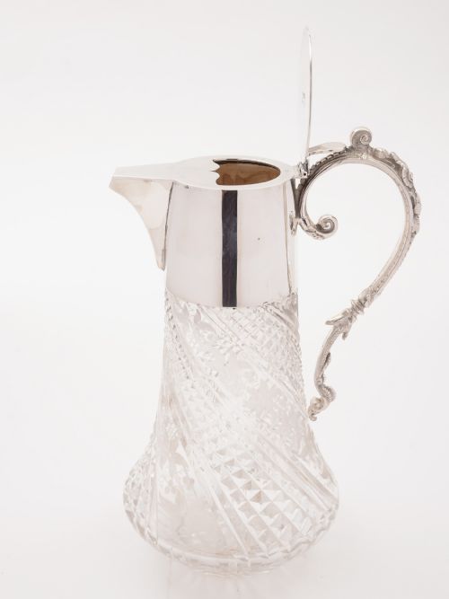 Victorian Etched and Cut Glass Claret Jug Circa 1890