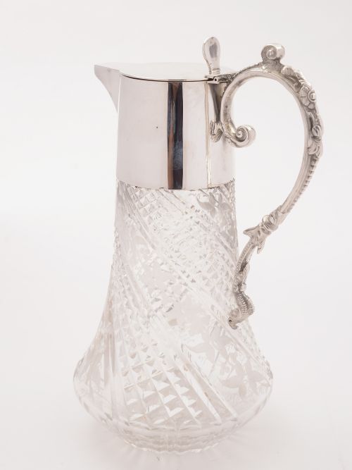 Victorian Etched and Cut Glass Claret Jug Circa 1890