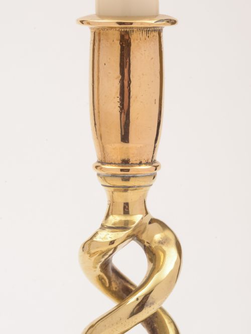 Pair of Brass Open Barley Twist Candlesticks Circa 1920