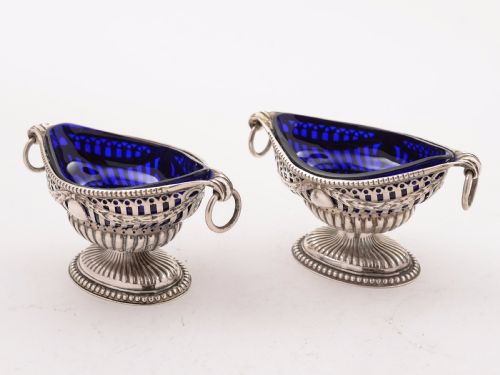 Victorian Cased Pair of Silver Salts Birmingham 1892