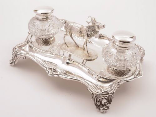Victorian Stag Double Inkstand Circa 1890