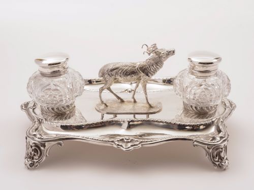 Victorian Stag Double Inkstand Circa 1890