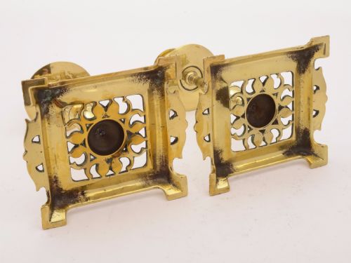 Pair of Victorian Brass Tray Based Candlesticks Circa 1890