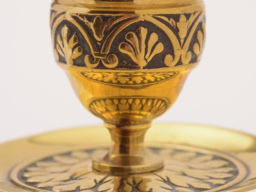 Pair of Victorian Brass Tray Based Candlesticks Circa 1890
