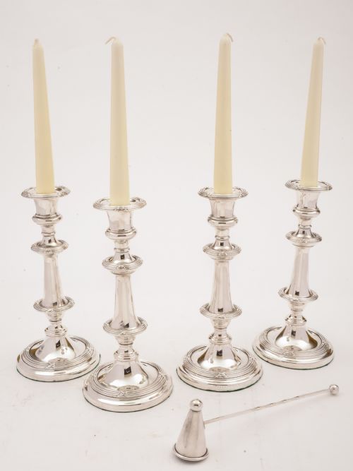 Set of 4 Victorian Candlesticks with Snuffer Circa 1890