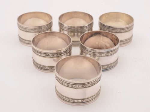 Cased Set of 6 Silver Plated Napkin Rings Circa 1900