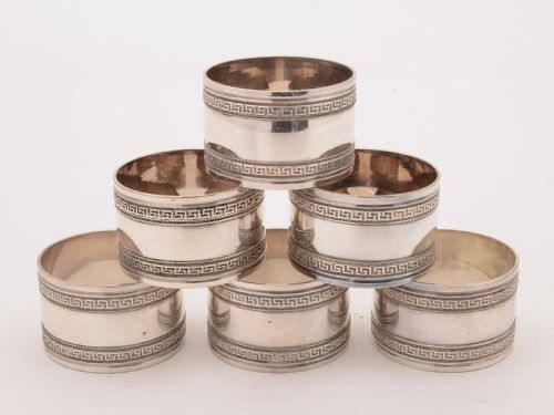Cased Set of 6 Silver Plated Napkin Rings Circa 1900