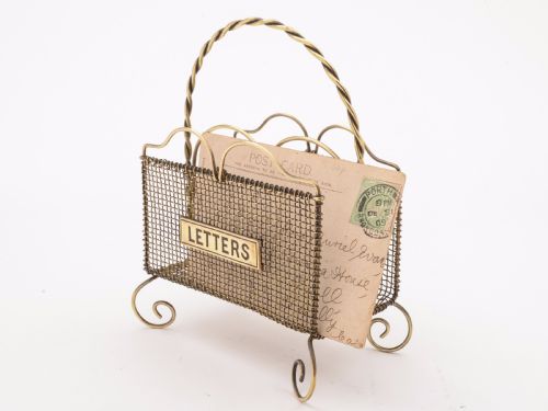 Victorian Brass Wire Work Letter Rack Circa 1890