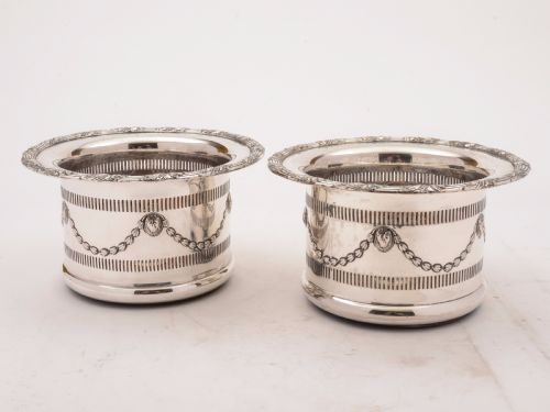 Pair of Edwardian Silver Plated Champagne Coasters Circa 1905