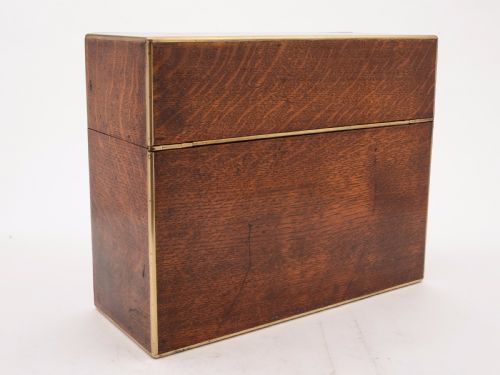 Victorian Oak Cased Three Bottle Tantalus Circa 1880