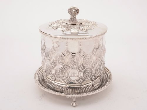 Victorian Silver Plated Biscuit Box/Cookie Jar Circa 1880