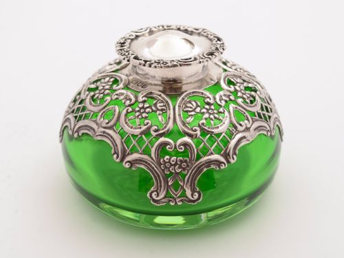 Victorian Silver Topped Ink Pot London 1896