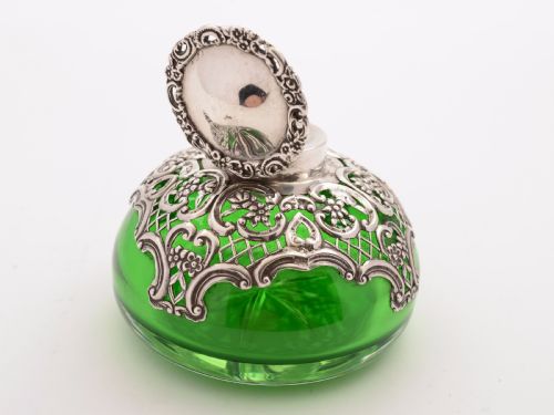 Victorian Silver Topped Ink Pot London 1896