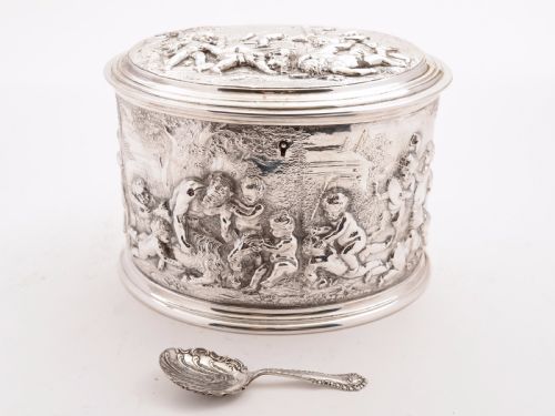 Grand Victorian Silver Plated Tea Caddy Circa 1870