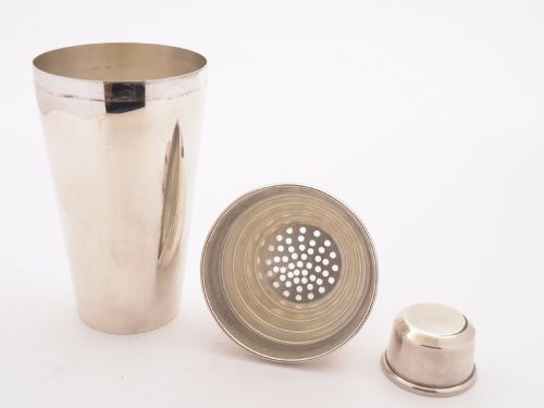 Art Deco Silver Plated Cocktail Shaker with Measure Circa 1930